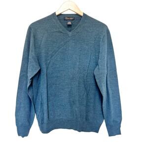Garret Scott Blue 100% Merino Wool V Neck Sweater Sz M